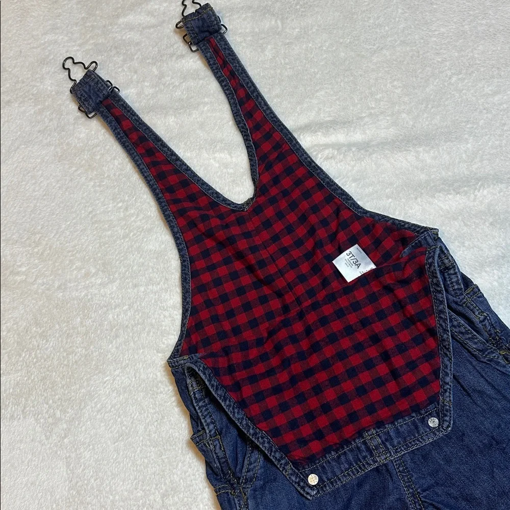 OshKosh B'gosh 3T Youth‎ Flannel Lined Denim Jean Vestbak Overalls Farm Western